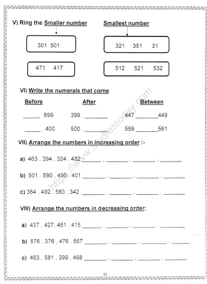 CBSE Class 2 Maths Numerals Worksheet Set B
